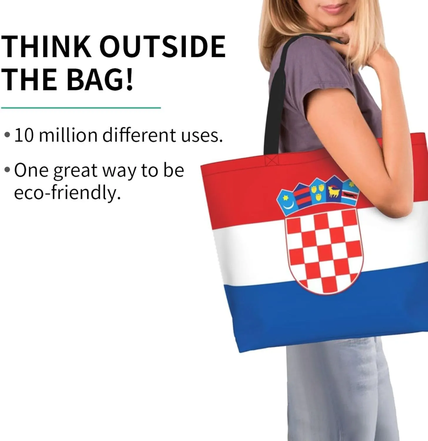 Flag Cute Tote Bag,Fashion Shopping Beach Grocery Reusable Shoulder Bags for Women Men