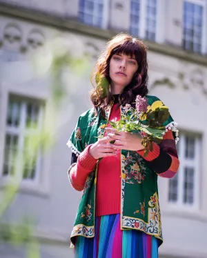 Floral Rainbow Mandarin Blouse