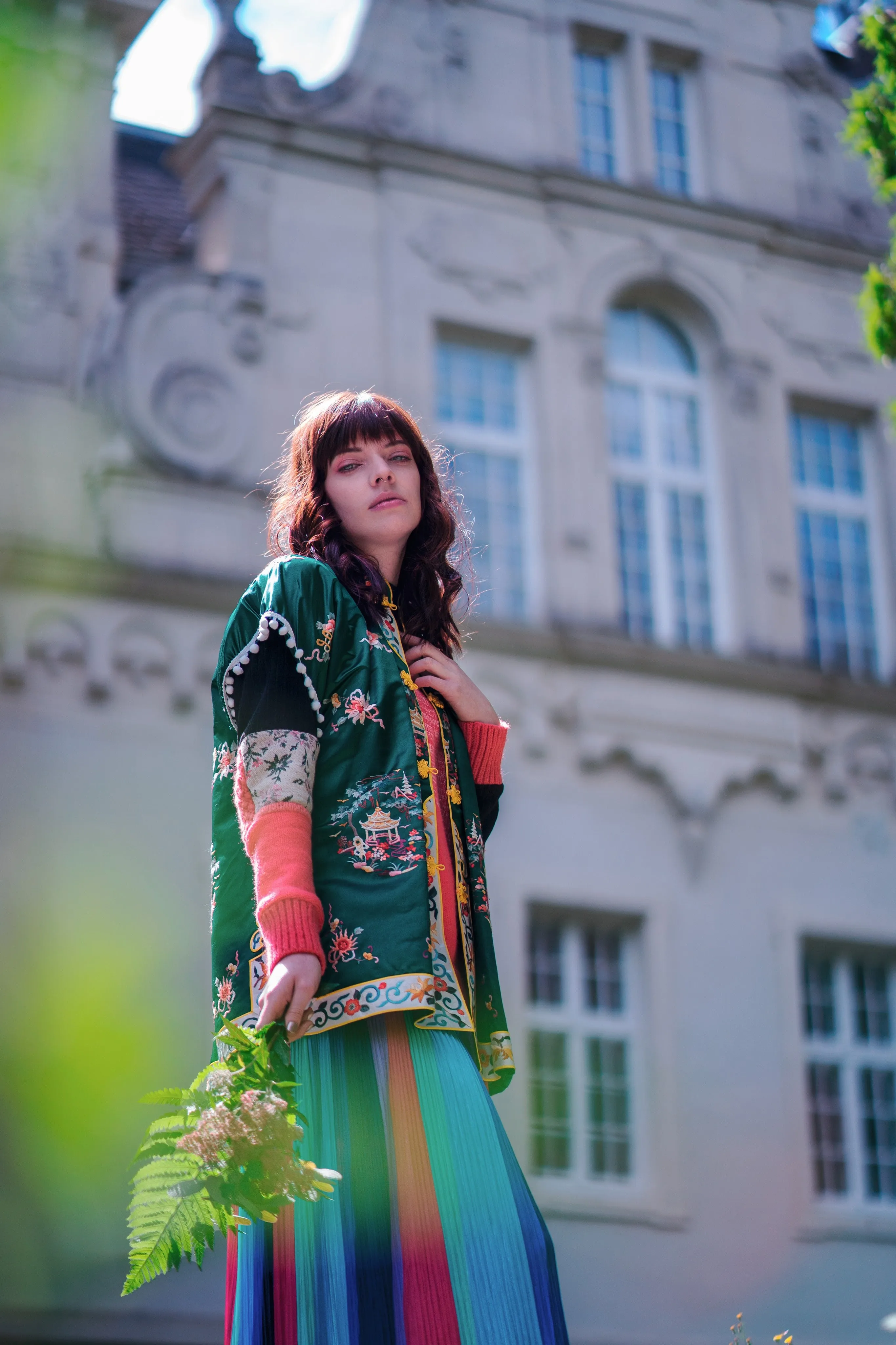 Floral Rainbow Mandarin Blouse
