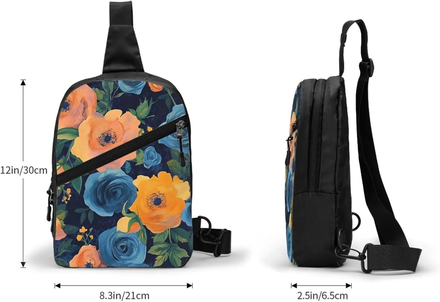 Flower Print Crossbody Bags For Women, Sling Bag For Men, Hiking Backpack Lightweight For Casual Outdoor Travel