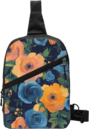Flower Print Crossbody Bags For Women, Sling Bag For Men, Hiking Backpack Lightweight For Casual Outdoor Travel