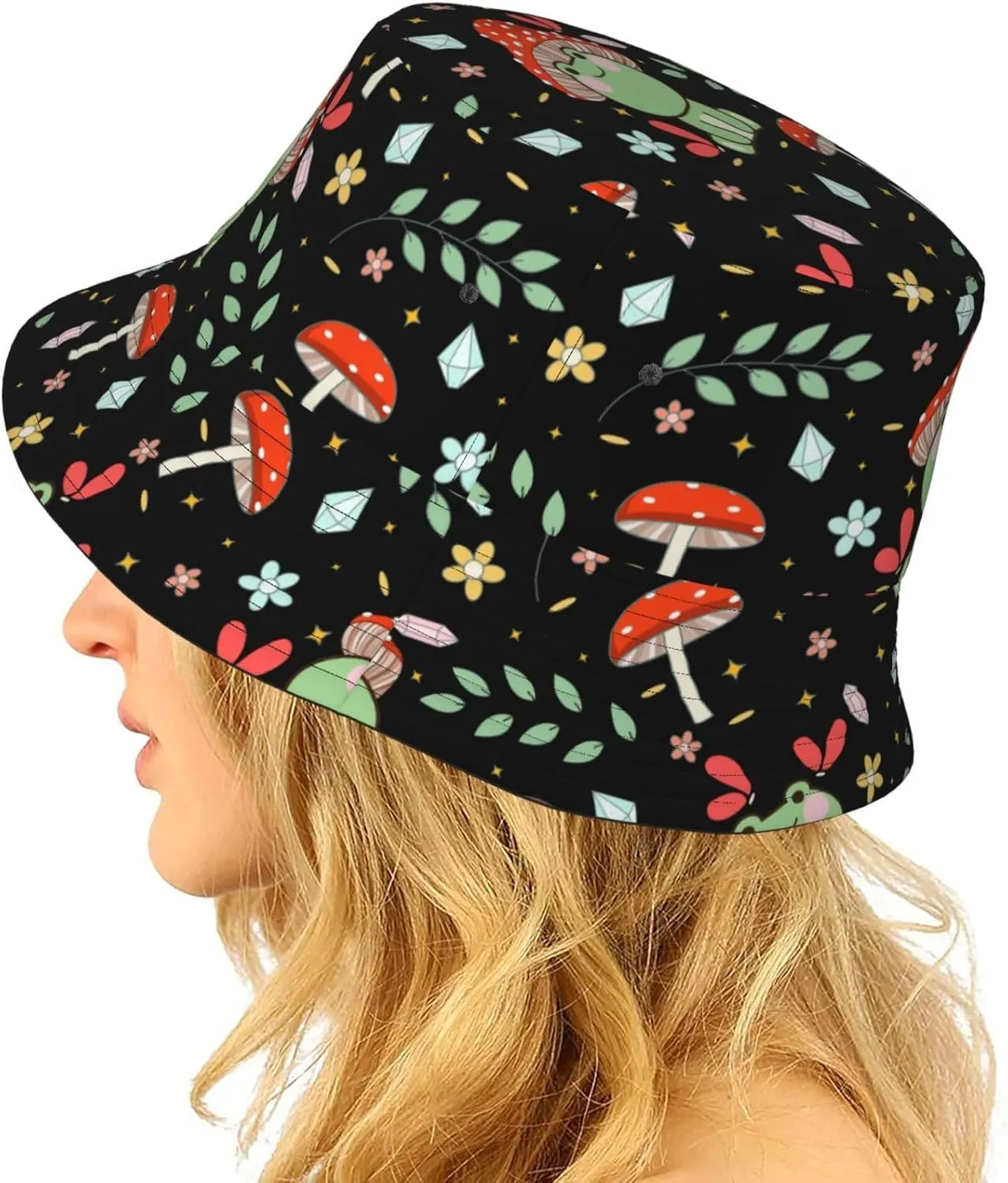 Forest Animals Mushrooms Bucket Hat Summer Packable Fisherman Cap Travel Beach Sun Hat