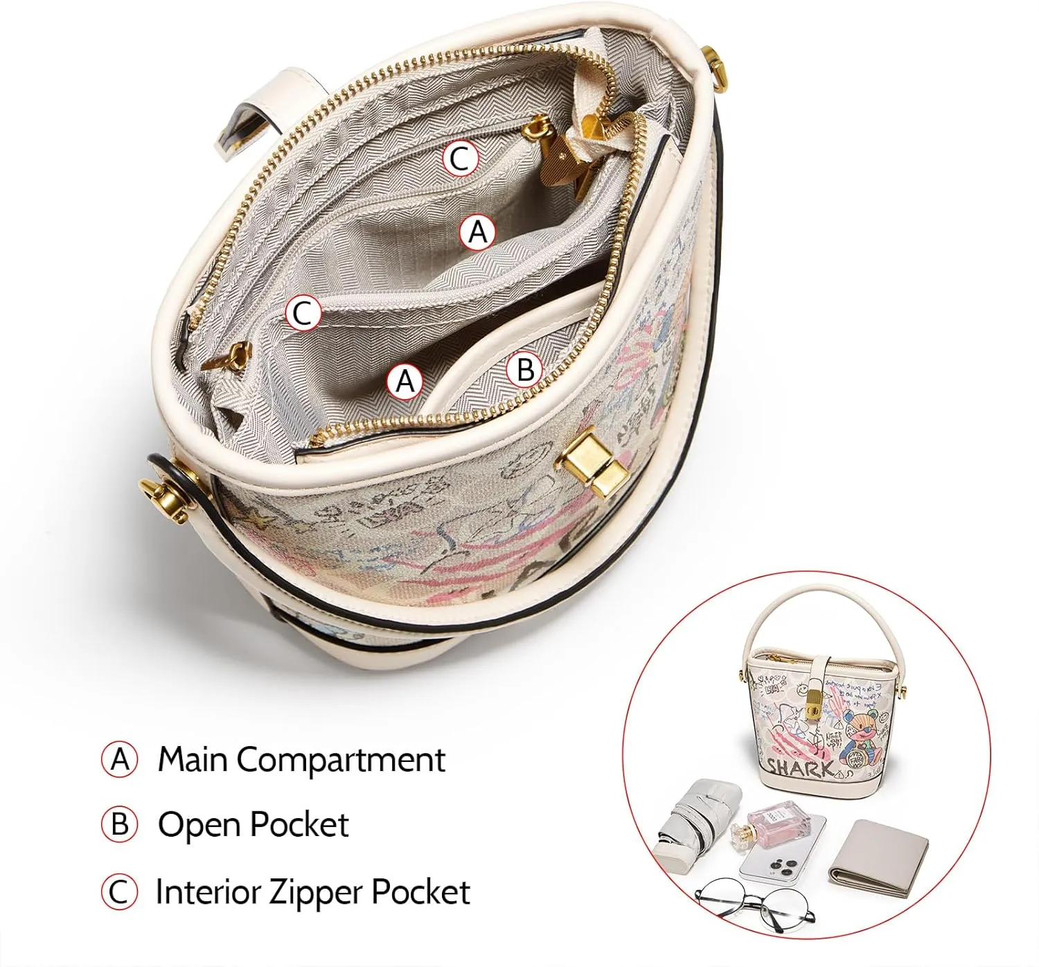 FOXLOVER Small Bucket Bag For Women Fashion Simplicity Crossbody Handbag Designer Shoulder Purse