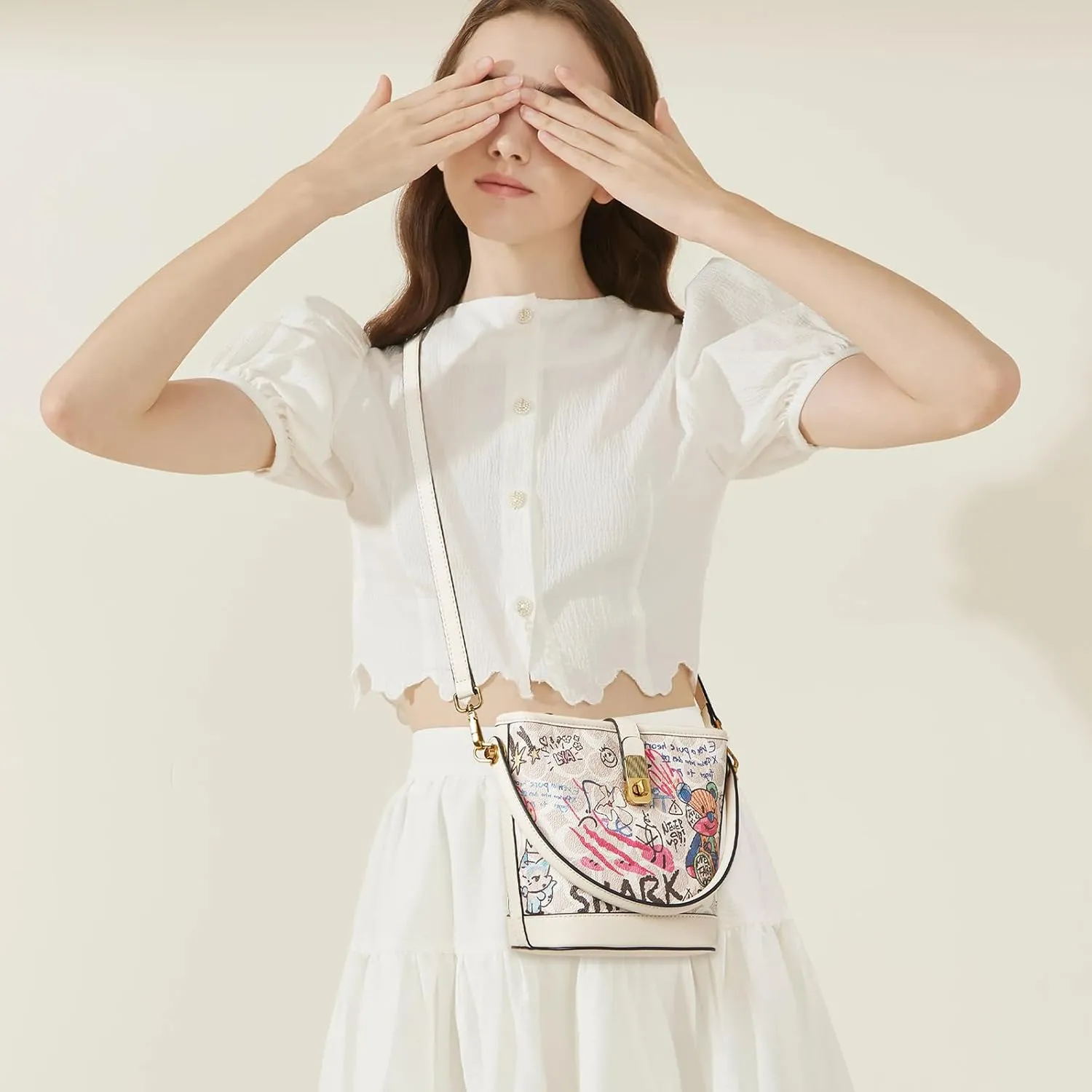FOXLOVER Small Bucket Bag For Women Fashion Simplicity Crossbody Handbag Designer Shoulder Purse