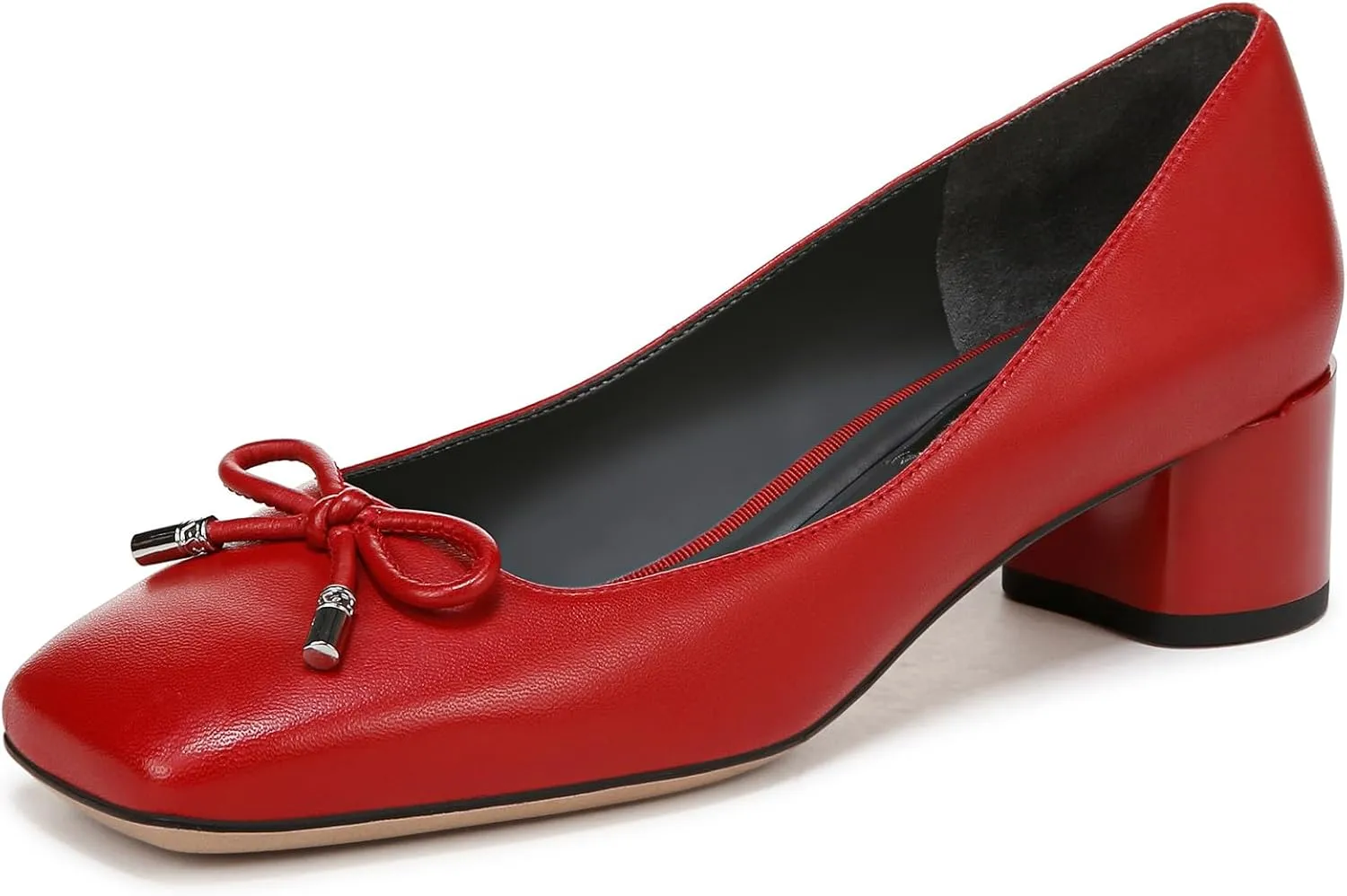 Franco Sarto Women's Natalia Square Toe Block Heel Pump with Bow