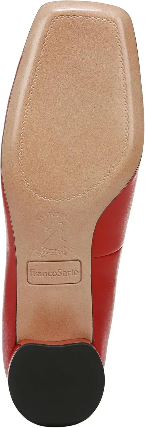 Franco Sarto Women's Natalia Square Toe Block Heel Pump with Bow