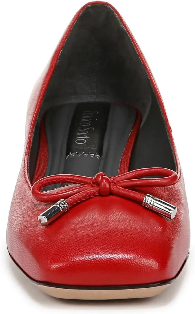 Franco Sarto Women's Natalia Square Toe Block Heel Pump with Bow