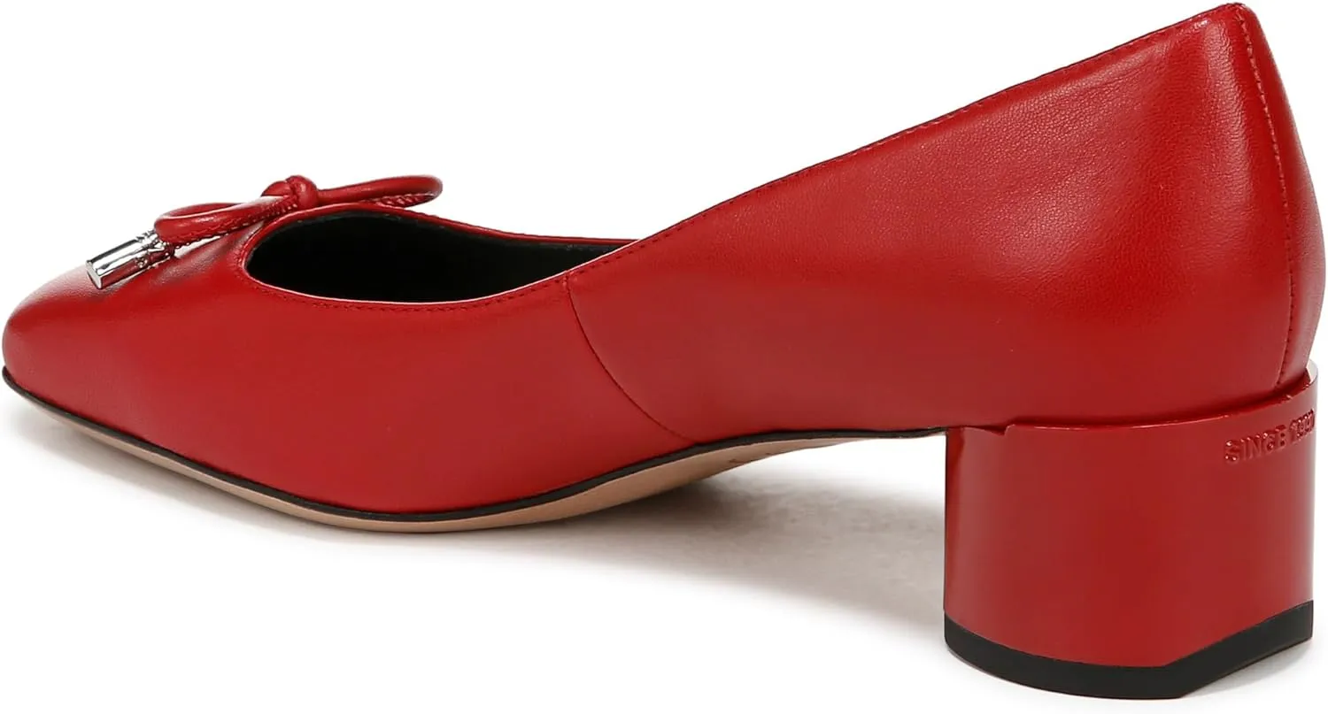 Franco Sarto Women's Natalia Square Toe Block Heel Pump with Bow