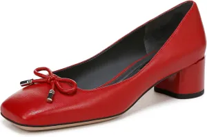 Franco Sarto Women's Natalia Square Toe Block Heel Pump with Bow