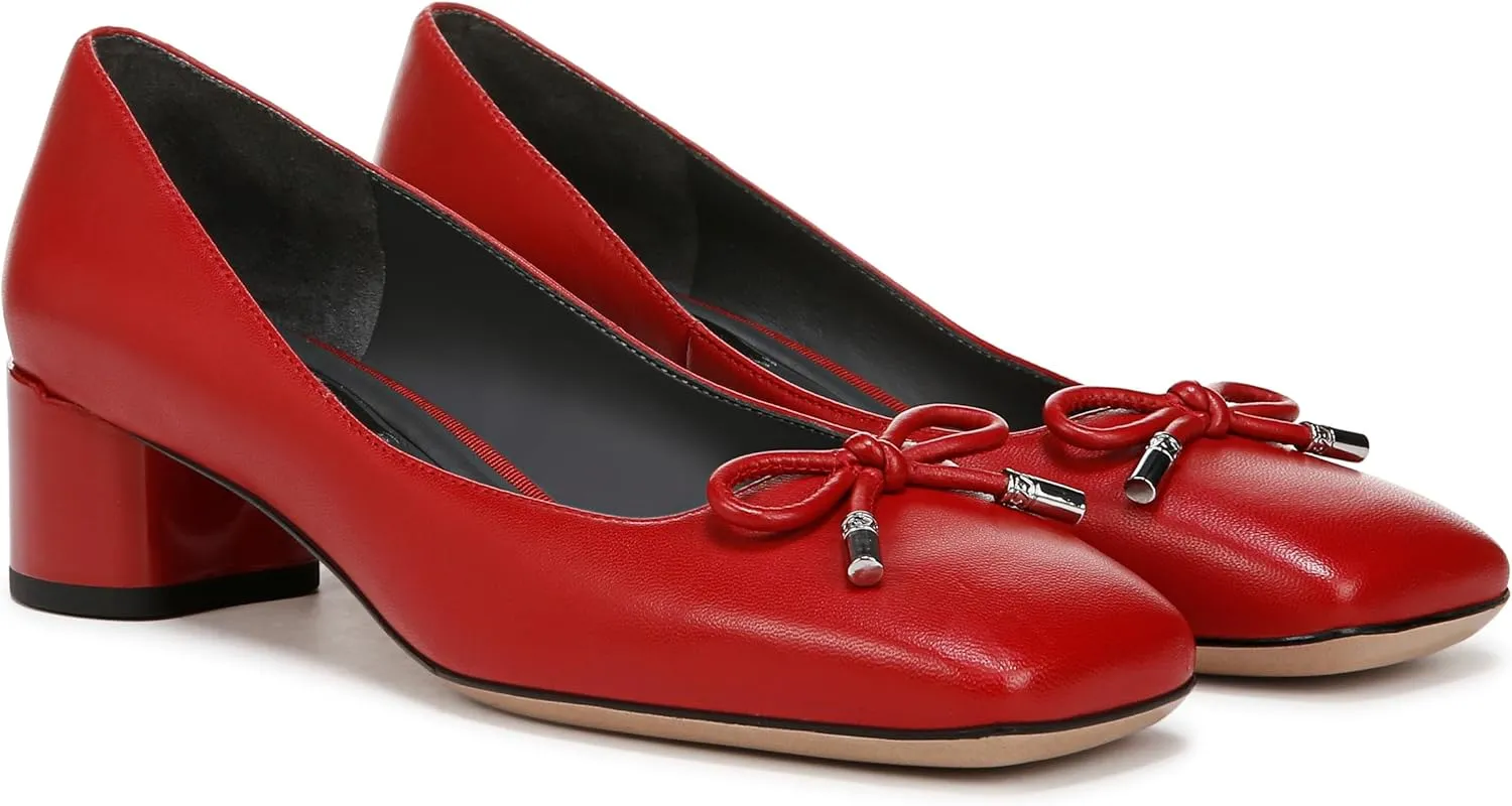 Franco Sarto Women's Natalia Square Toe Block Heel Pump with Bow