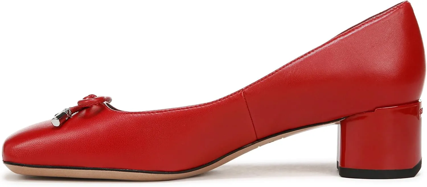 Franco Sarto Women's Natalia Square Toe Block Heel Pump with Bow