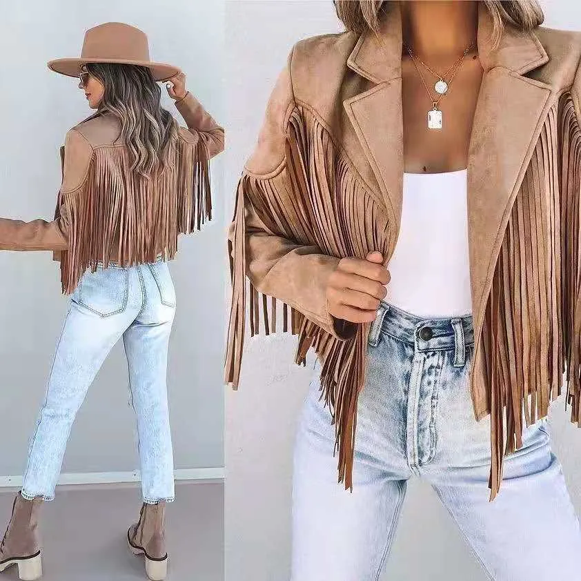 Fringe Aura™ | Suede Fringed Jacket | Soft Suede, Stylish Fringe Details & Lightweight Design