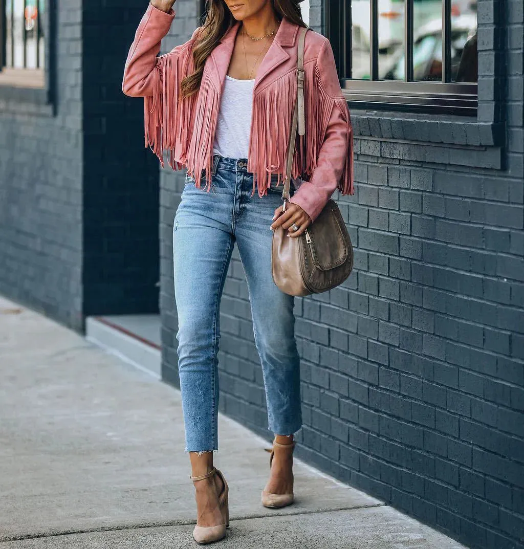 Fringe Aura™ | Suede Fringed Jacket | Soft Suede, Stylish Fringe Details & Lightweight Design