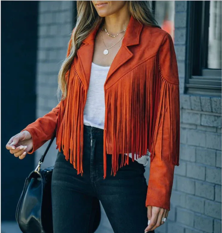 Fringe Aura™ | Suede Fringed Jacket | Soft Suede, Stylish Fringe Details & Lightweight Design