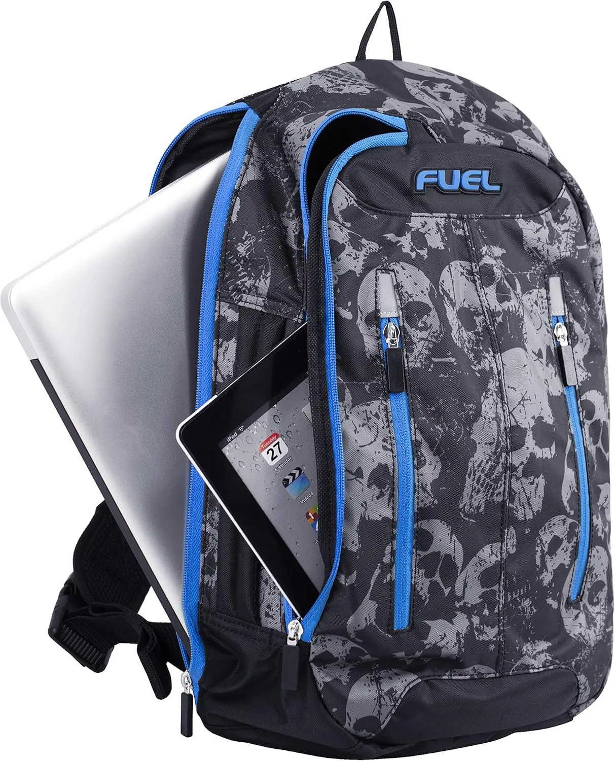 Fuel Universal Single Strap Crossbody, Black/Gray/Blue - Skull print