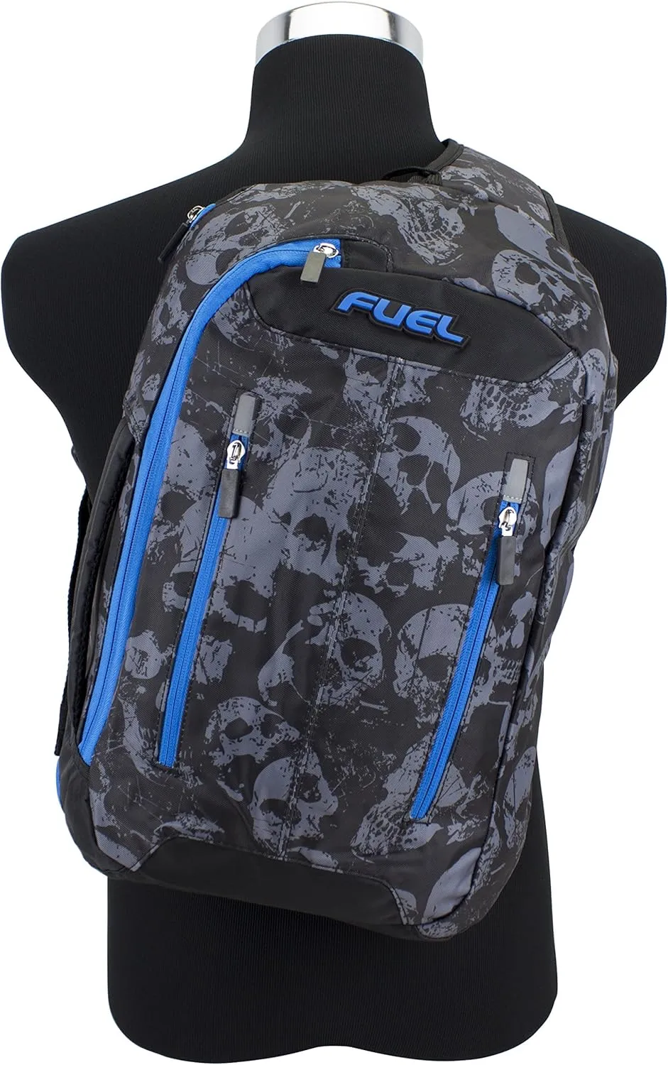 Fuel Universal Single Strap Crossbody, Black/Gray/Blue - Skull print