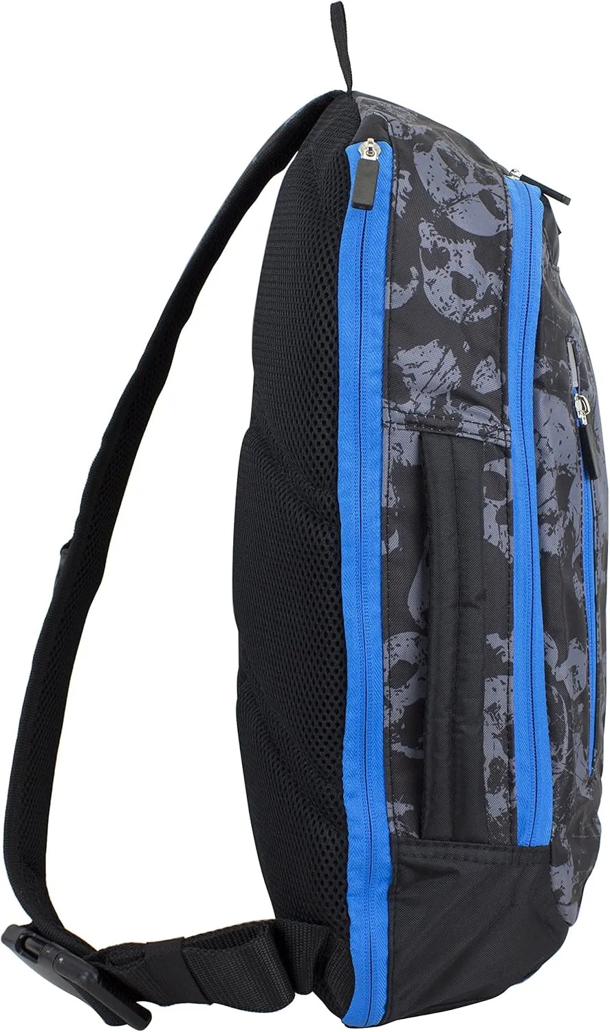 Fuel Universal Single Strap Crossbody, Black/Gray/Blue - Skull print