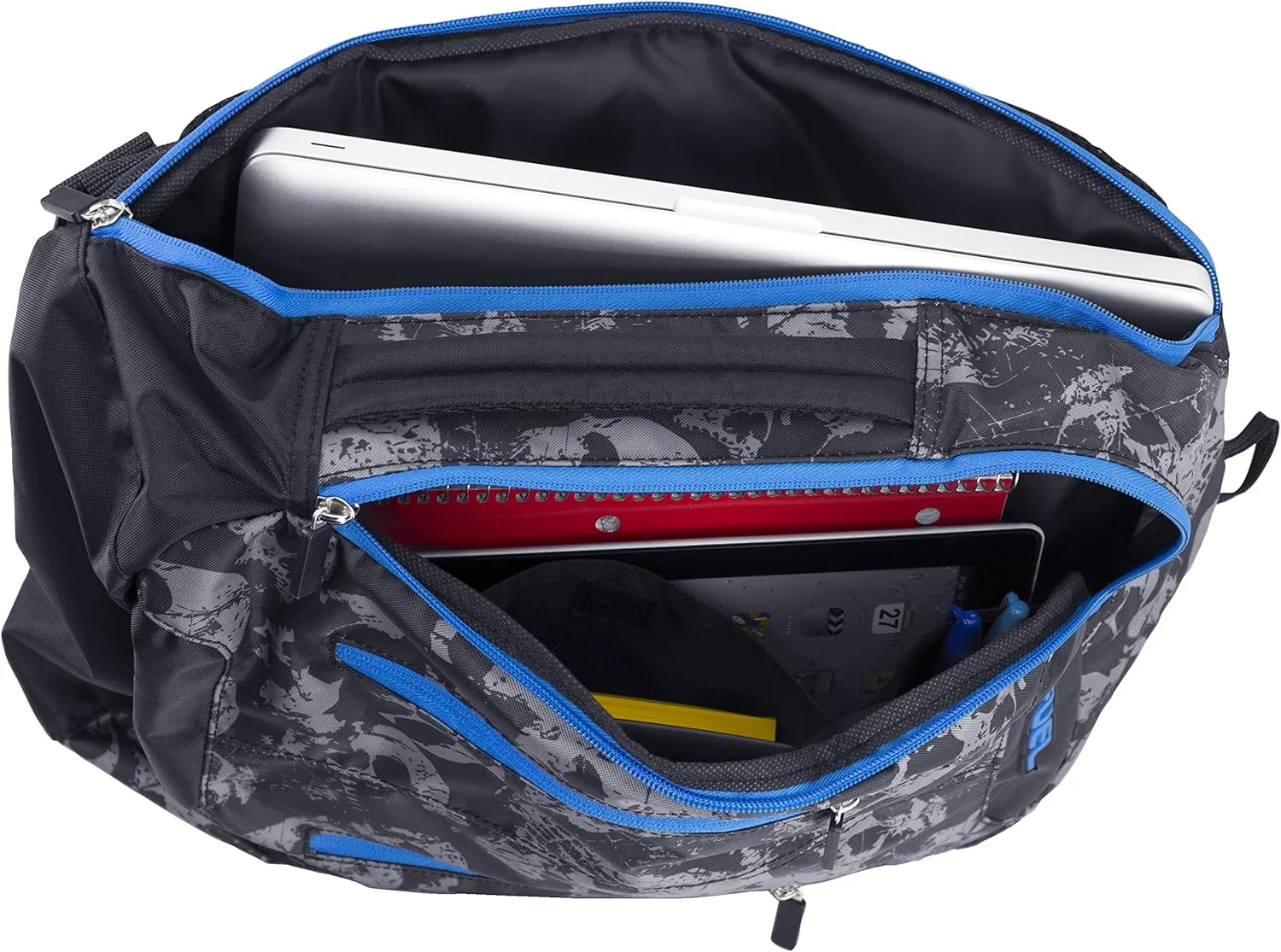 Fuel Universal Single Strap Crossbody, Black/Gray/Blue - Skull print