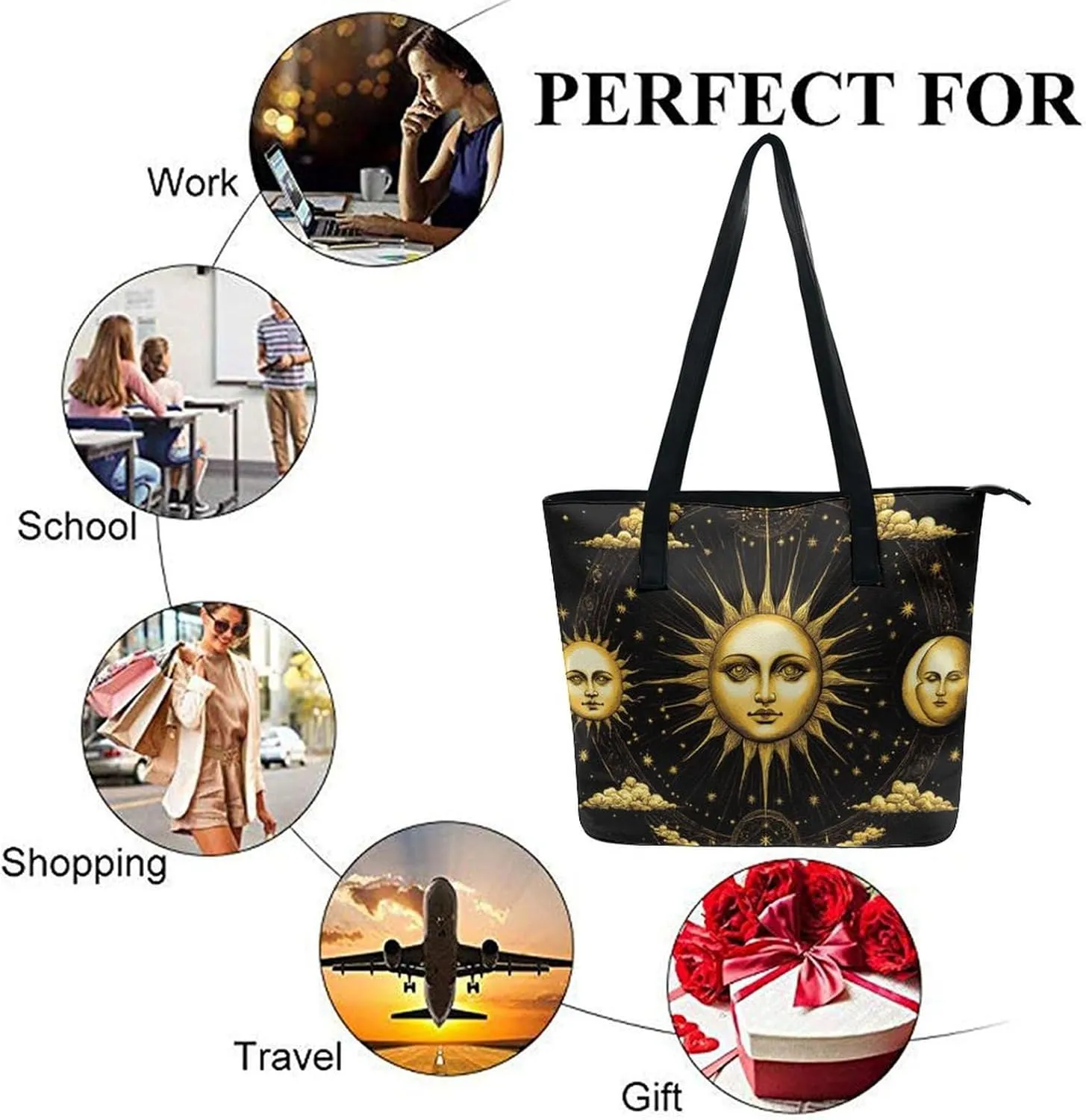 Funny Lightweight Tote Bag, Women's Large Capacity Handbag with Long Handle for Travel, Work, Shopping