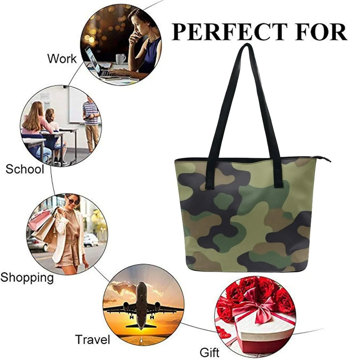 Funny Lightweight Tote Bag, Women's Large Capacity Handbag with Long Handle for Travel, Work, Shopping