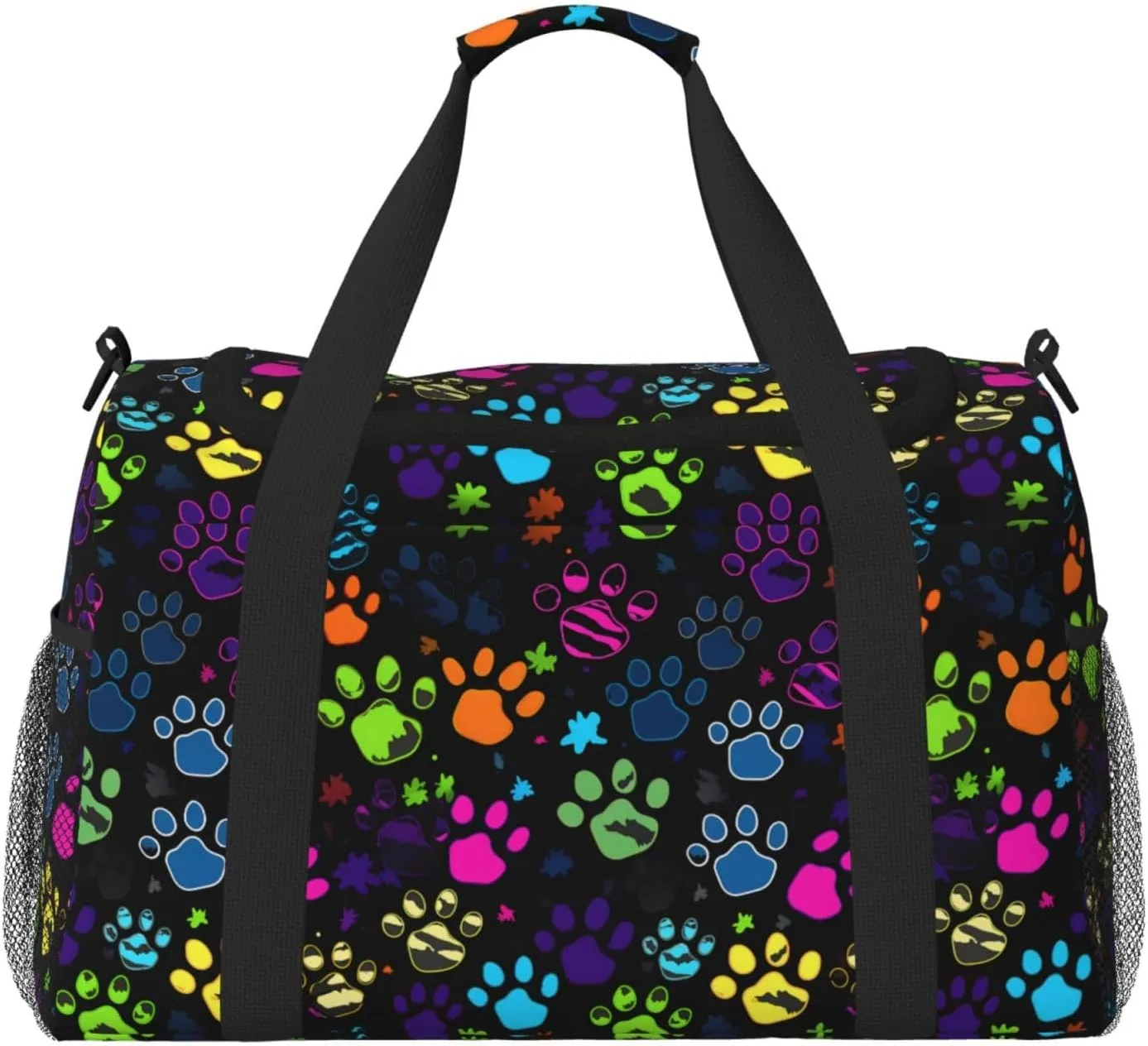 Funny Paw Print Dog Travel Weekender Overnight Bags Foldable Hand Travel Bag Sport Gym Duffel Bag For Men Women