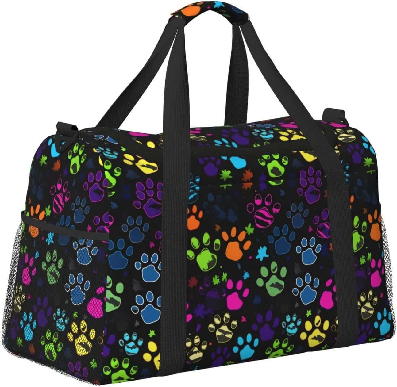 Funny Paw Print Dog Travel Weekender Overnight Bags Foldable Hand Travel Bag Sport Gym Duffel Bag For Men Women