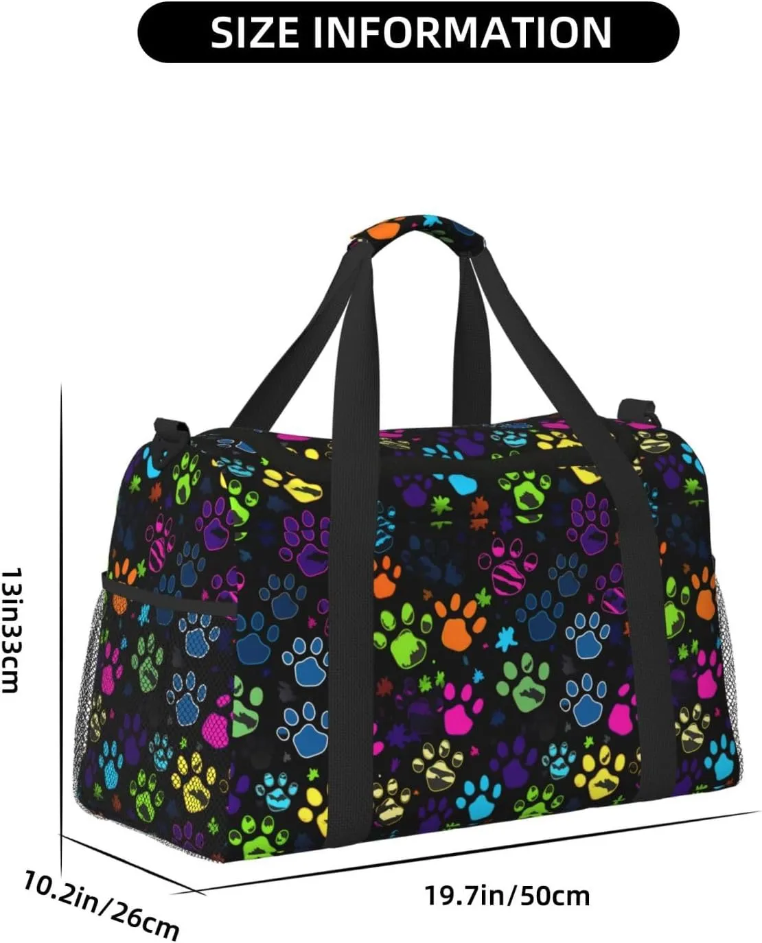 Funny Paw Print Dog Travel Weekender Overnight Bags Foldable Hand Travel Bag Sport Gym Duffel Bag For Men Women