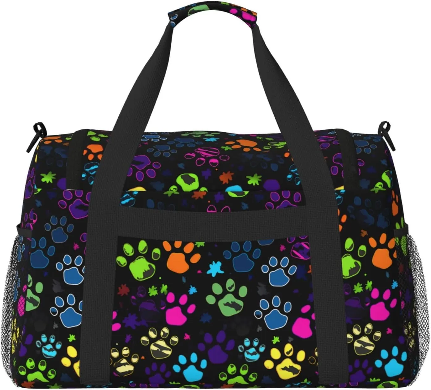 Funny Paw Print Dog Travel Weekender Overnight Bags Foldable Hand Travel Bag Sport Gym Duffel Bag For Men Women
