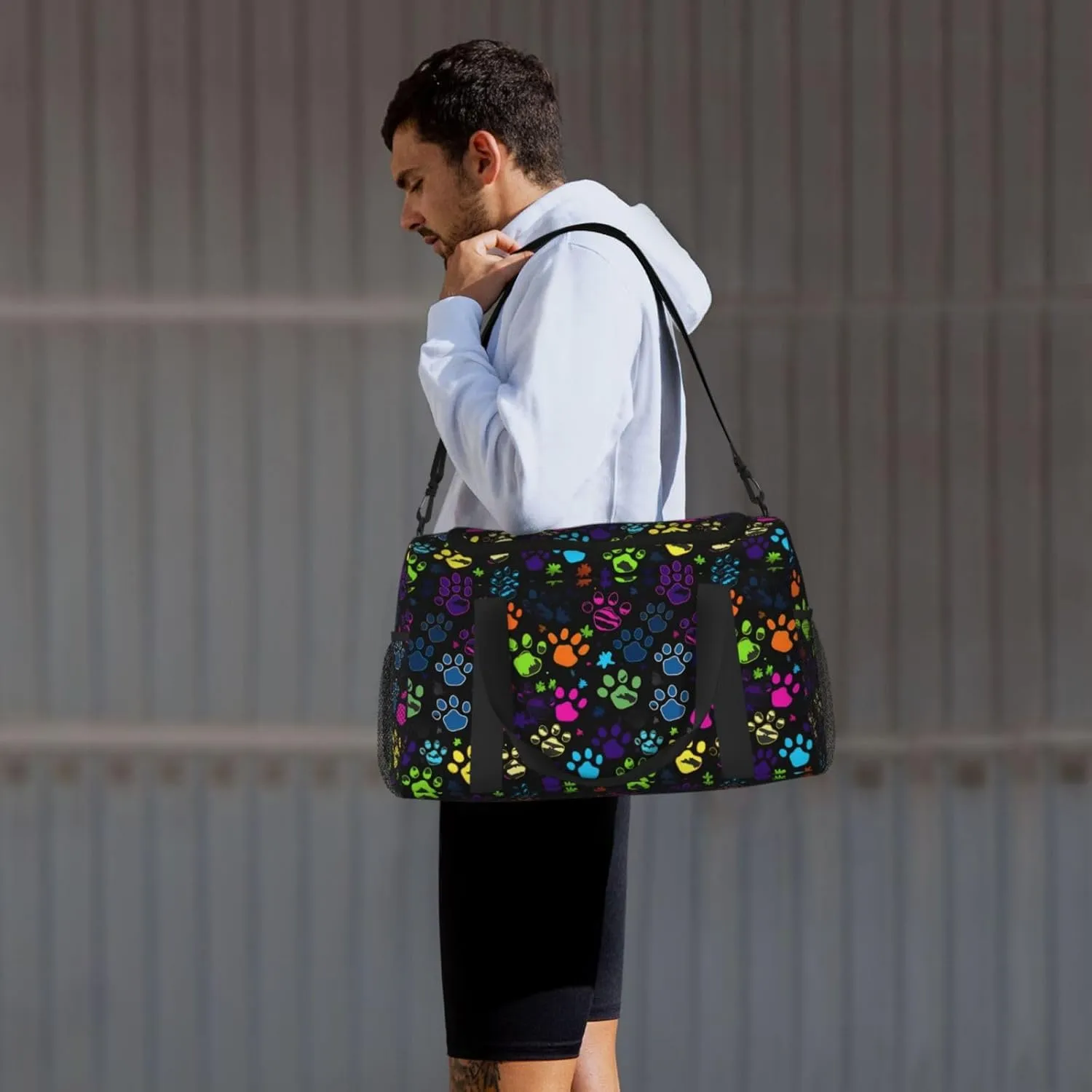 Funny Paw Print Dog Travel Weekender Overnight Bags Foldable Hand Travel Bag Sport Gym Duffel Bag For Men Women