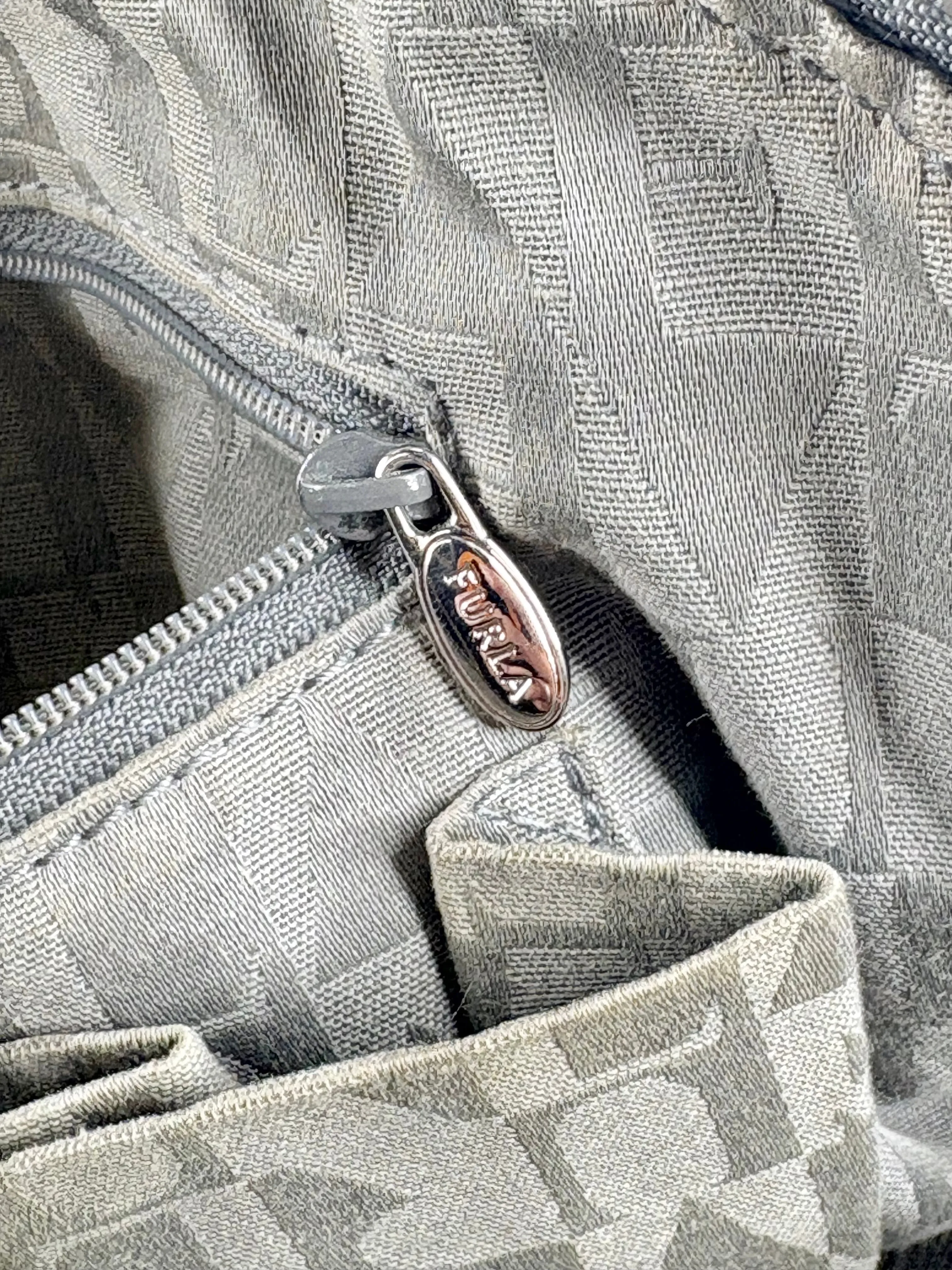 Furla Olive Green Patent Leather Bowling Bag