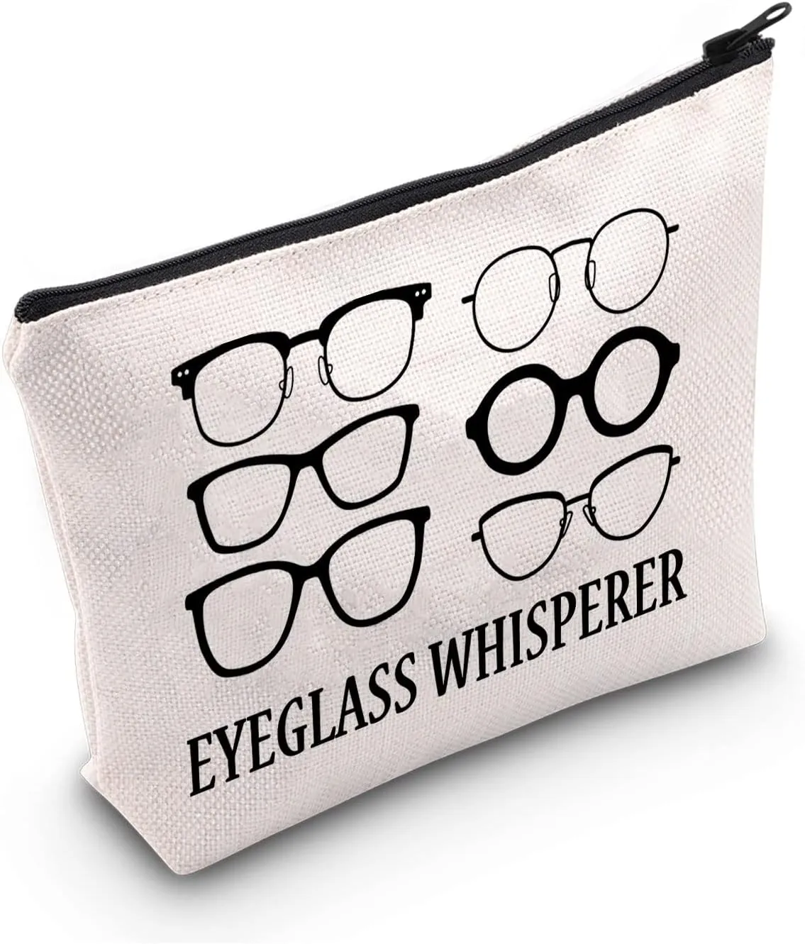 G2TUP Optometrist Gift Eyeglass Whisperer Makeup Bag Eye Doctor Cosmetic Bag Optometrist Graduation Gift Ophthalmic Assistant Gift Zipper Travel Bag (Eyeglass Whisperer White Bag)