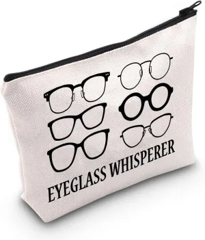 G2TUP Optometrist Gift Eyeglass Whisperer Makeup Bag Eye Doctor Cosmetic Bag Optometrist Graduation Gift Ophthalmic Assistant Gift Zipper Travel Bag (Eyeglass Whisperer White Bag)
