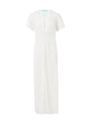 Gabrielle White Embroidered Lace Maxi Cover-Up