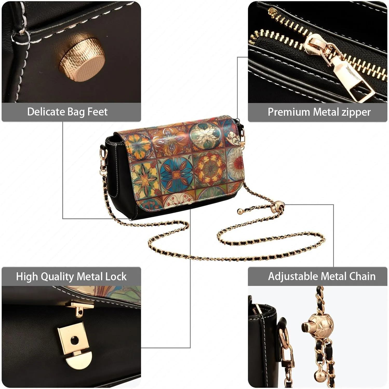 GAIGEO Bear Drink Milk Leather Crossbody Bags, Crossbody Purses for Women Leather, Leather Zipper Shoulder Bag