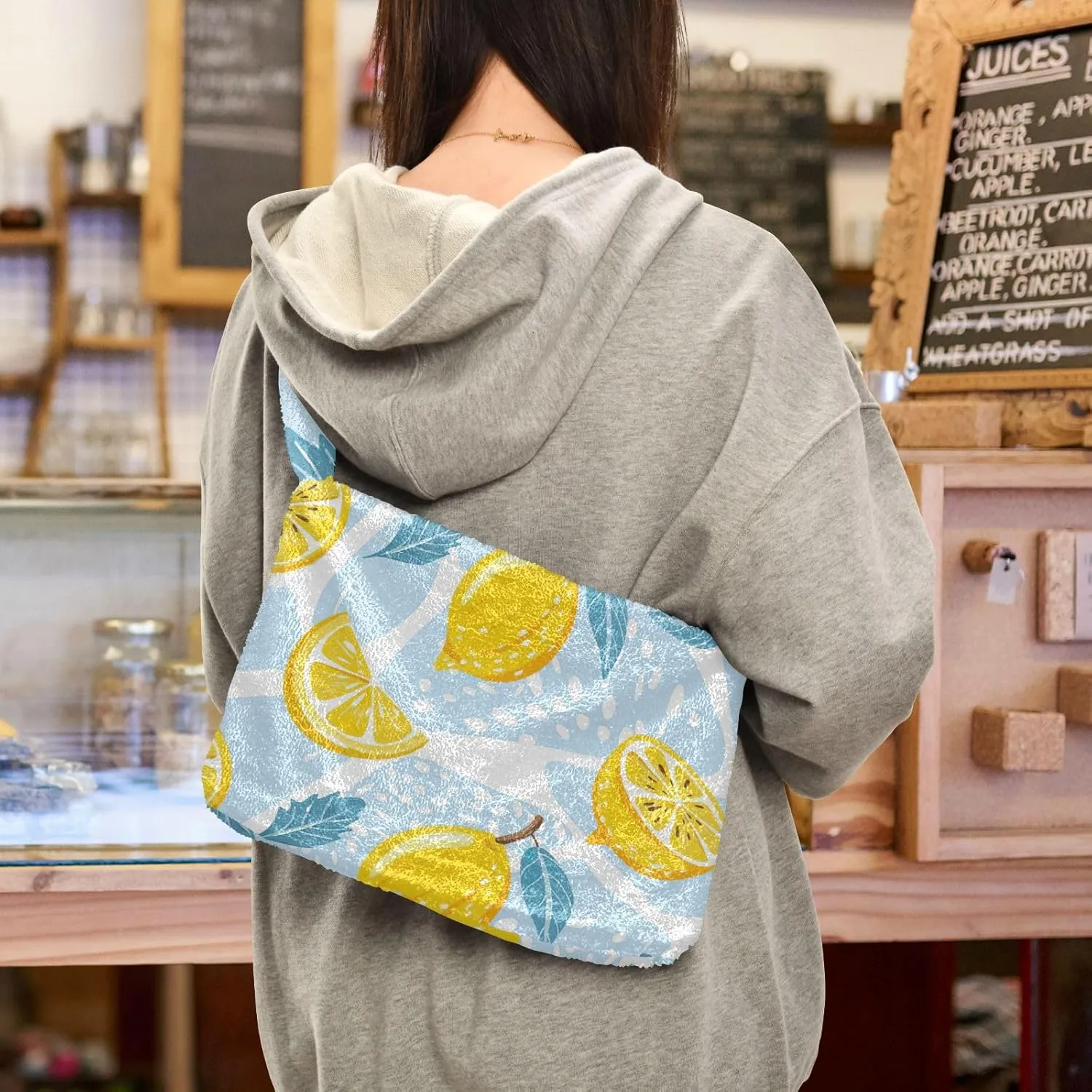 GAIGEO Contemporary Lemon Slice Mint Woman Shoulder Bag, Bags for Women Handbag, Autumn Handbags
