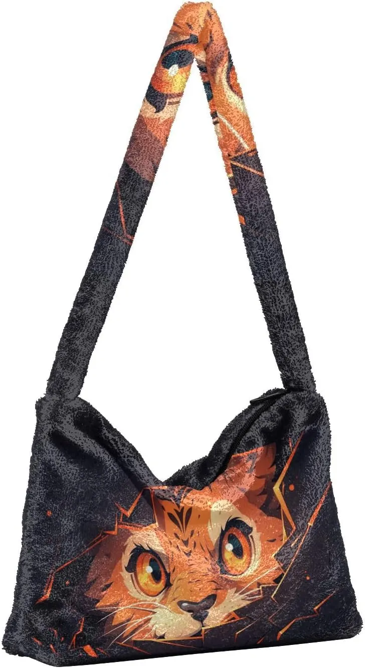 GAIGEO Cute Cat Behind Broken Wall Women's Bag, Crossbody Bookbag for Women, Womens Outdoor Bag