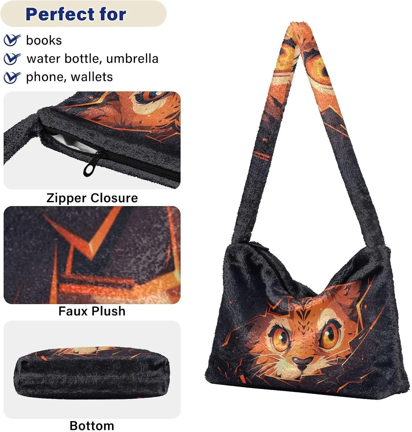 GAIGEO Cute Cat Behind Broken Wall Women's Bag, Crossbody Bookbag for Women, Womens Outdoor Bag