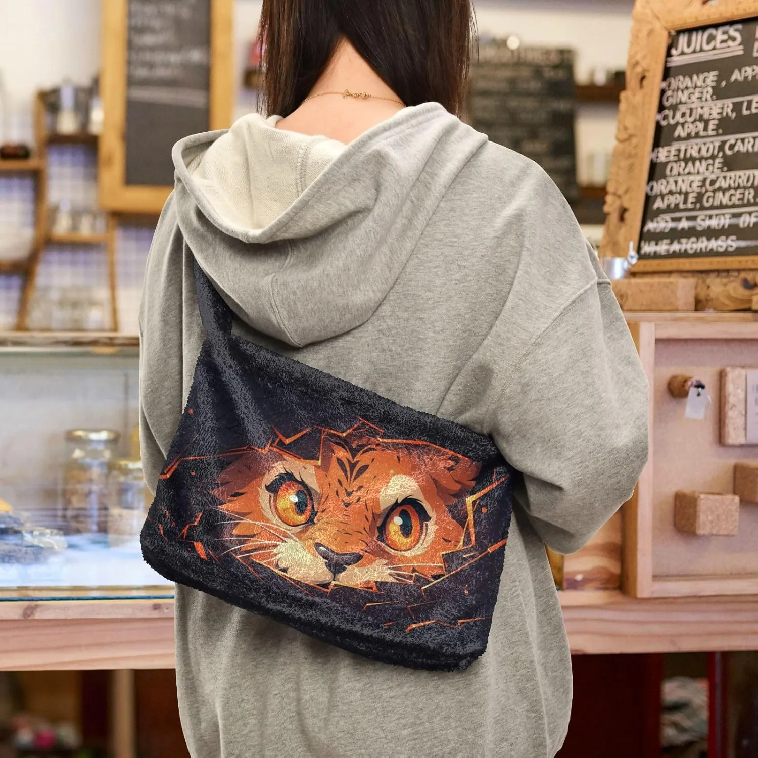 GAIGEO Cute Cat Behind Broken Wall Women's Bag, Crossbody Bookbag for Women, Womens Outdoor Bag