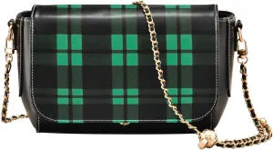 GAIGEO Green and Black Tartan Texture Pu Leather Crossbody Bag, Crossbody Bags for Women Leather