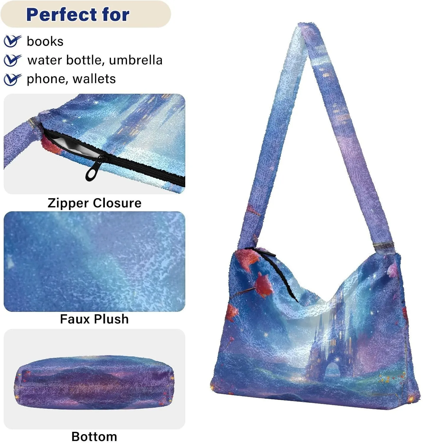 GAIGEO Summer Beach Starfish and Seashell Woman Shoulder Bag, Shoulder Bag with Zipper Closure, Handbags Shoulder Bags Women