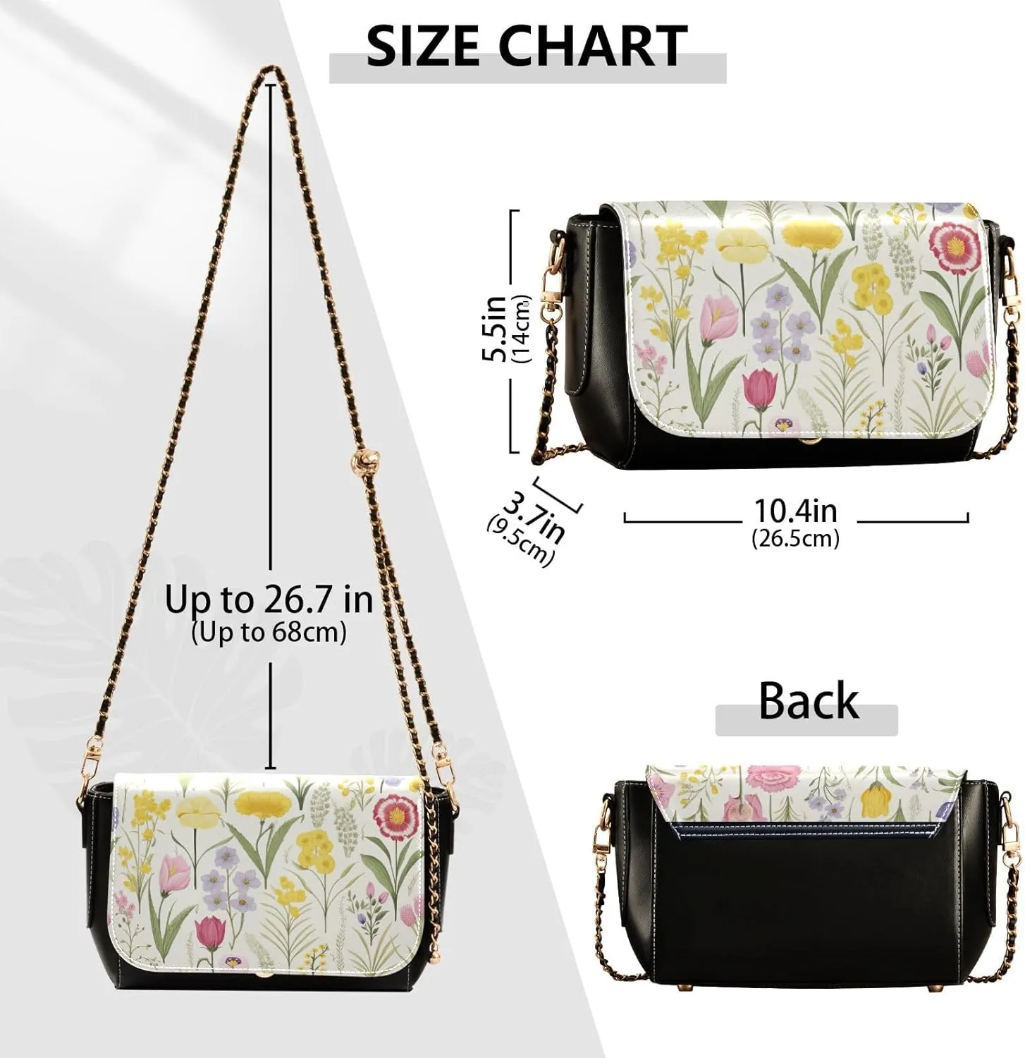 GAIGEO Sunflower Field Shoulder Bag with Pocket, Ladies Leather Crossbody Bags, Pu Leather Shoulder Bag for Women