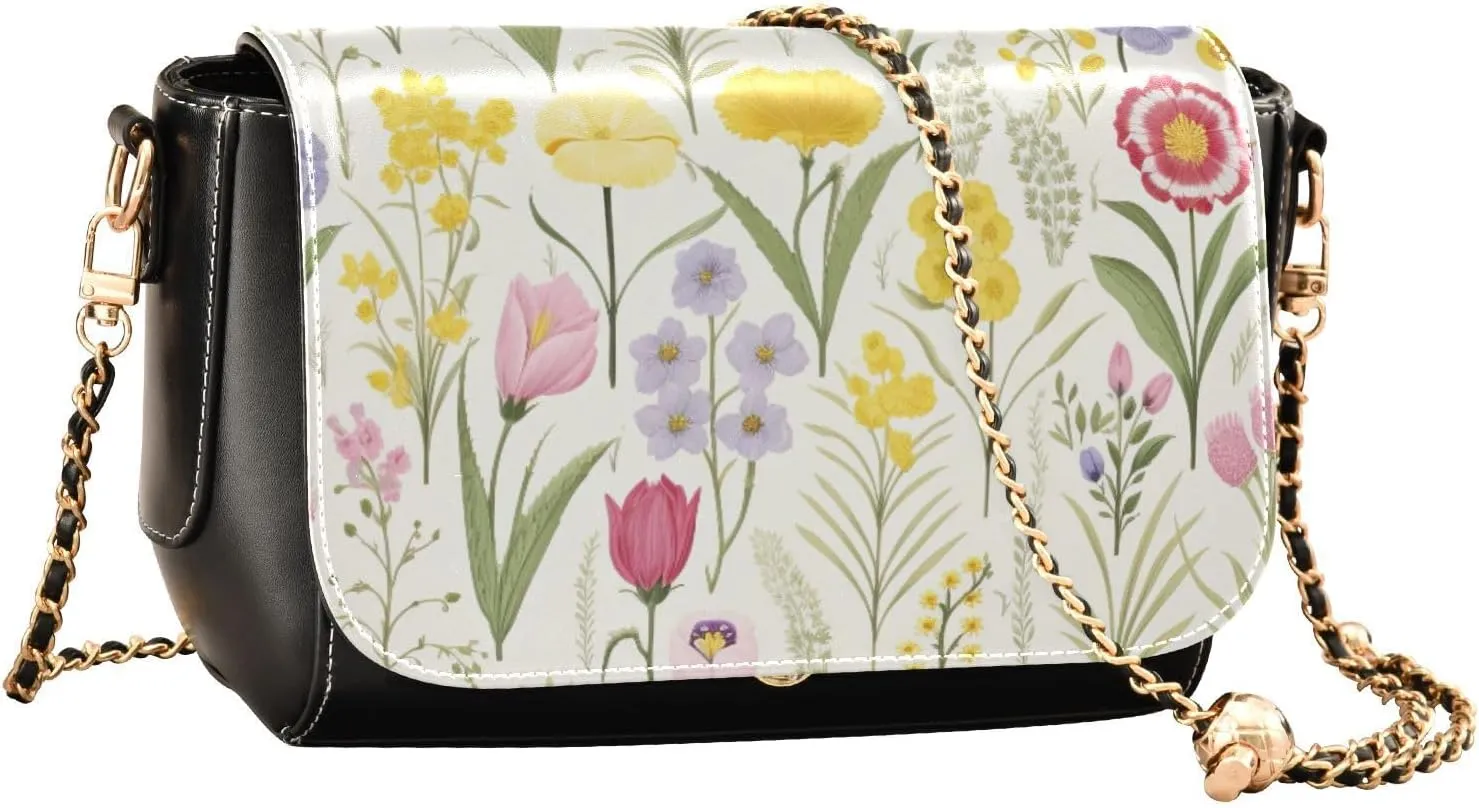 GAIGEO Sunflower Field Shoulder Bag with Pocket, Ladies Leather Crossbody Bags, Pu Leather Shoulder Bag for Women