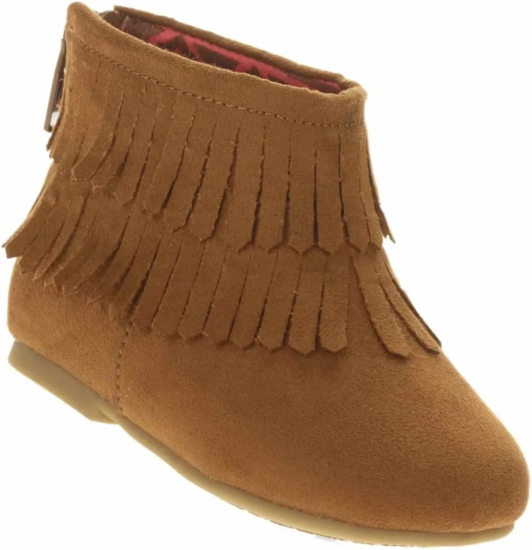 Garanimals Toddler Girls Brown Fringe Suede Look Ankle Boots Dress Shoes