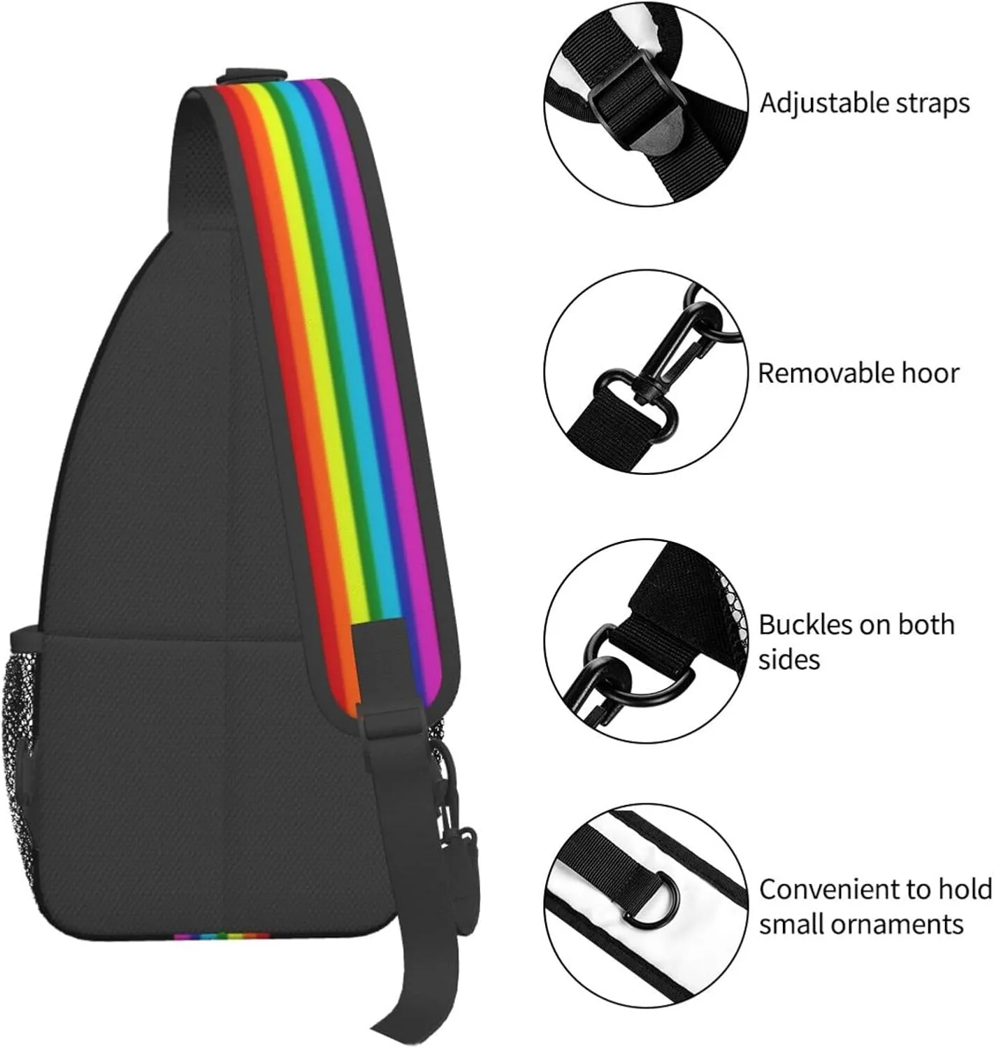 Gay Pride Sling Bag Cute Rainbow Crossbody Backpack Shoulder Chest Bags for Men Women Cycling Travel Walking