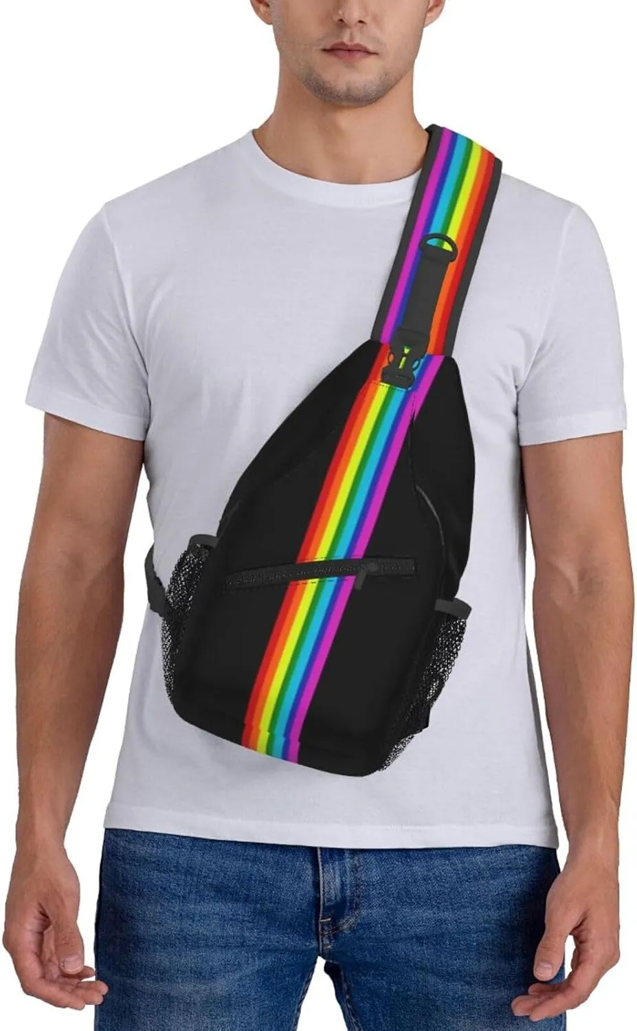 Gay Pride Sling Bag Cute Rainbow Crossbody Backpack Shoulder Chest Bags for Men Women Cycling Travel Walking