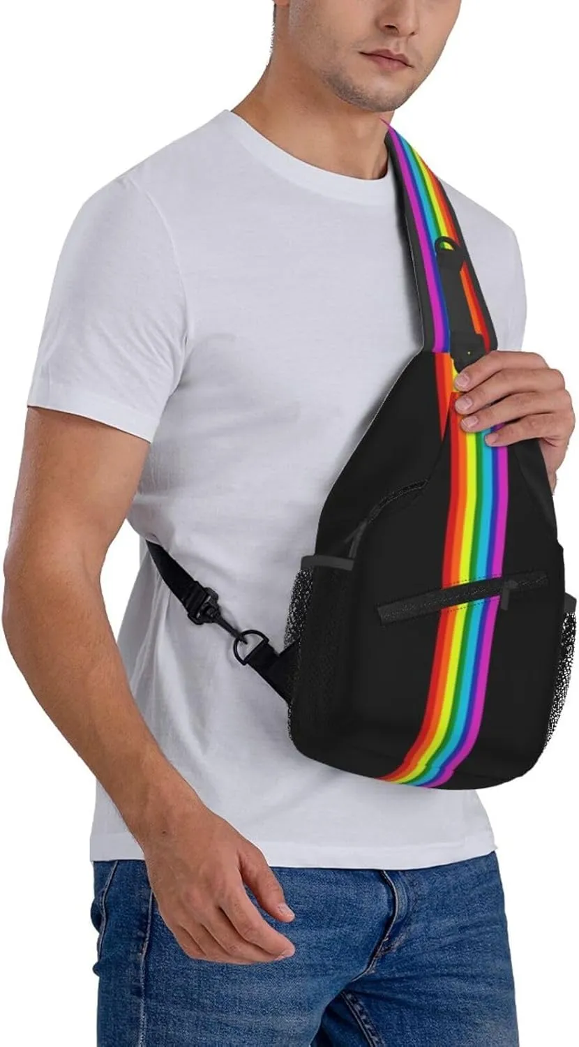 Gay Pride Sling Bag Cute Rainbow Crossbody Backpack Shoulder Chest Bags for Men Women Cycling Travel Walking
