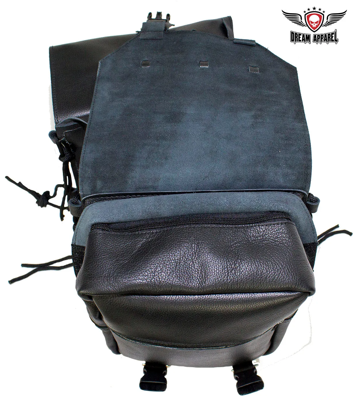 Genuine Black Leather Saddlebag with Conchos