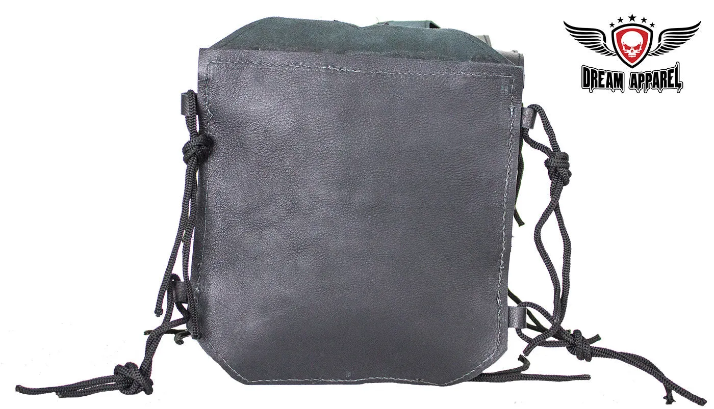 Genuine Black Leather Saddlebag with Conchos