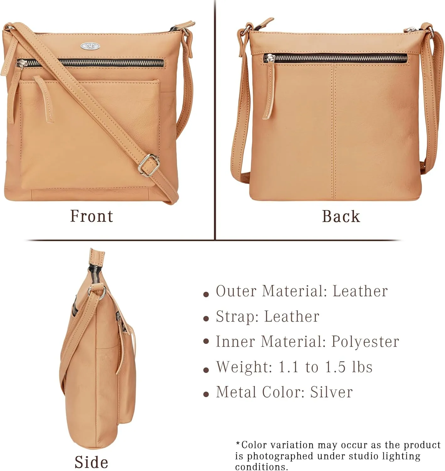 Genuine Leather Crossbody Bags for Women, Premium Handmade Leather Purses - Shoulder Handbags, Adjustable Strap