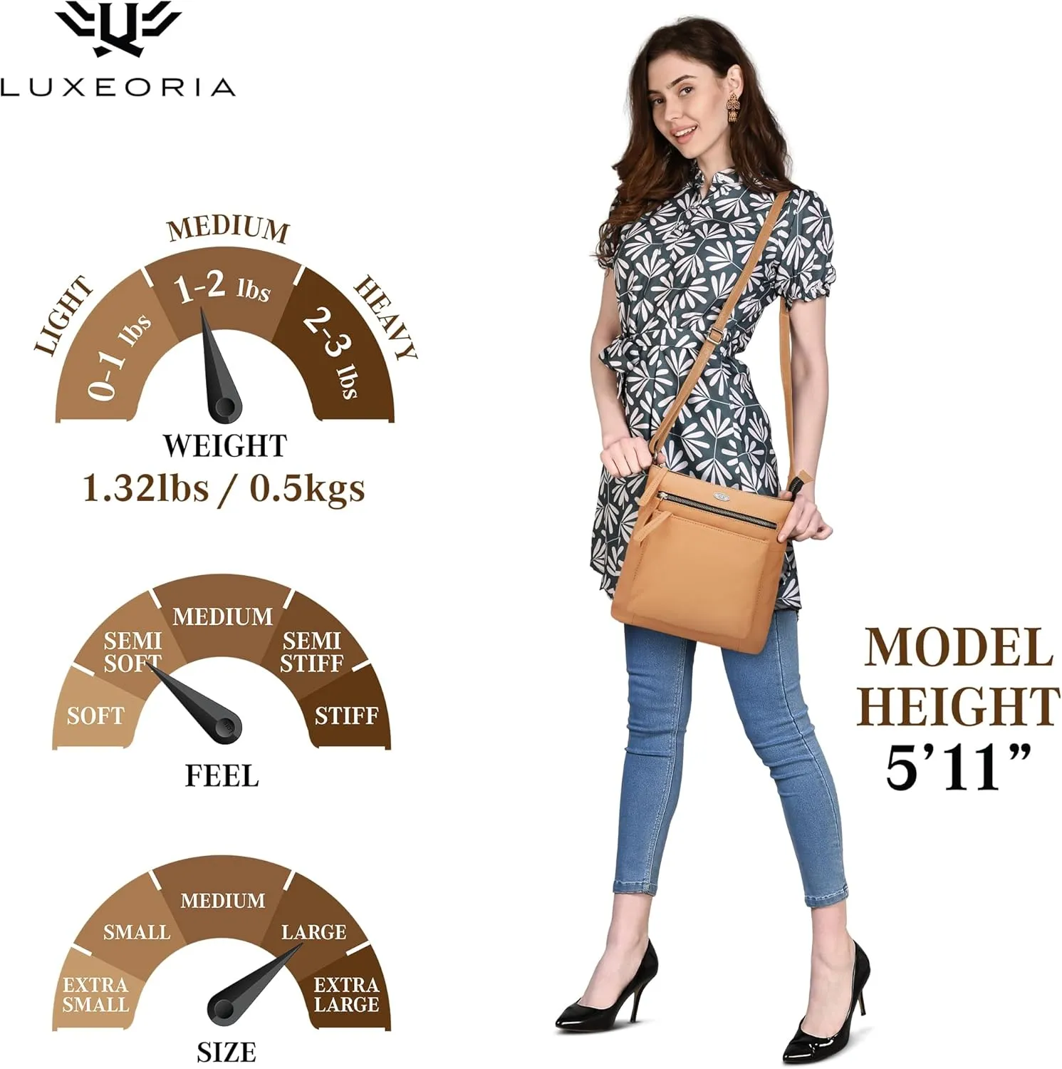 Genuine Leather Crossbody Bags for Women, Premium Handmade Leather Purses - Shoulder Handbags, Adjustable Strap